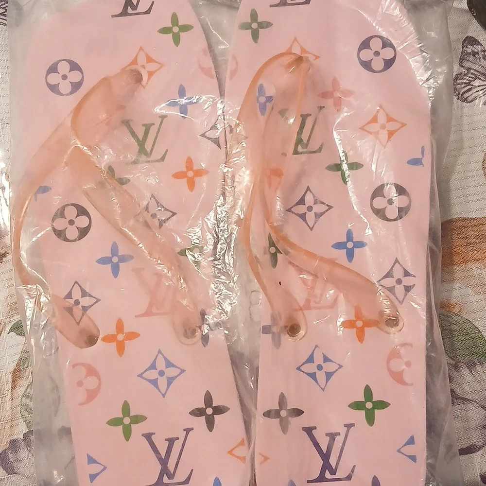 Pink Patterned Flip Flops - Picture 3 of 4